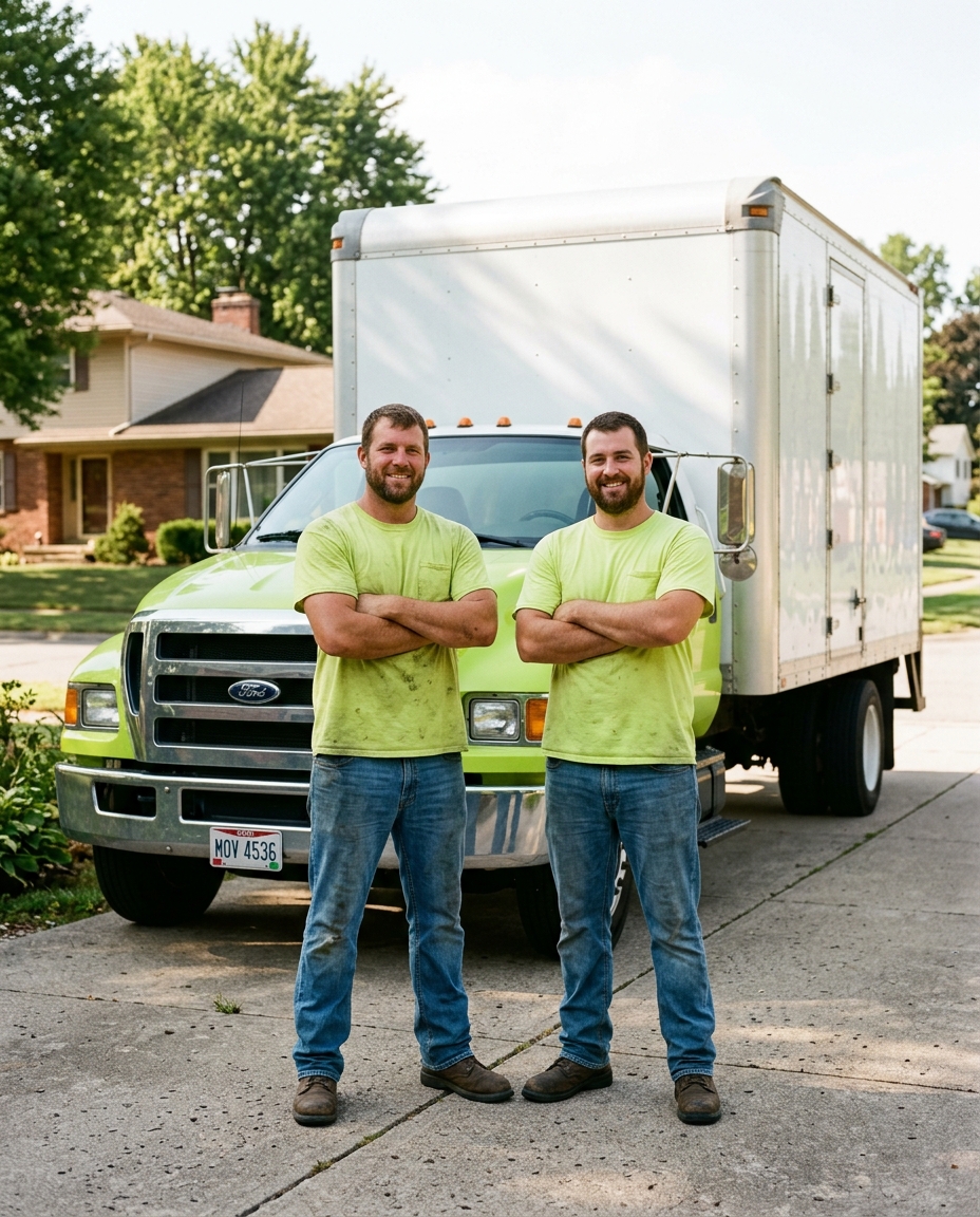 The I-HAUL JUNK crew standing in front of their truck in Toledo, OH